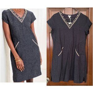 Size 14 Garnet Hill blue linen shift dress